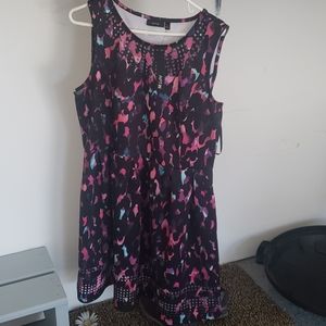 Black pattern dress with square cutouts xl